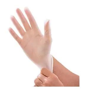 VINYL GLOVES DISPOSABLE POWDER FREE 100/BOX (LARGE, CLEAR/WHITE)