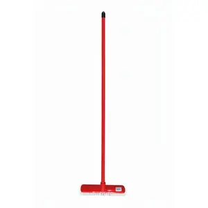 CARPET / WET FLOOR BROOM WITH HANDLE FULL SET (WOODEN HANDLE, RED, ITALY)