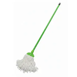[J002353] KENTUCKY MOP CUT END 350G WHITE BAND PROFESSIONAL + GREEN CLIP WITH WOODEN HANDLE FULL SET