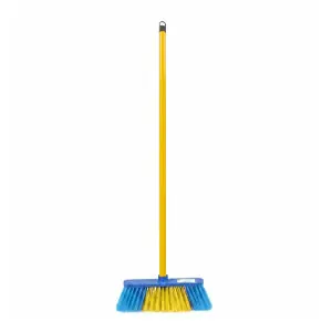 [J002351] SOFT BROOM ECONOMY WITH YELLOW WOODEN HANDLE ECOLINE FULL SET