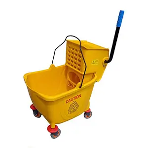 [J000061] SINGLE MOP BUCKET TROLLEY 32LTRS WITH WRINGER ECOLINE (YELLOW)