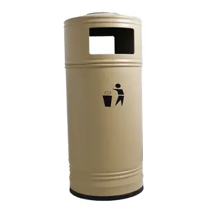 [J000645] METAL GARBAGE DUSTBIN WITH ASHTRAY (380X940MM, APRICOT)